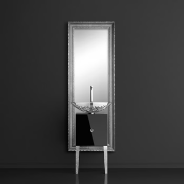 MONNALISA CLASS ICE OVAL - Single wooden vanity unit with mirror by Glass Design - view 3